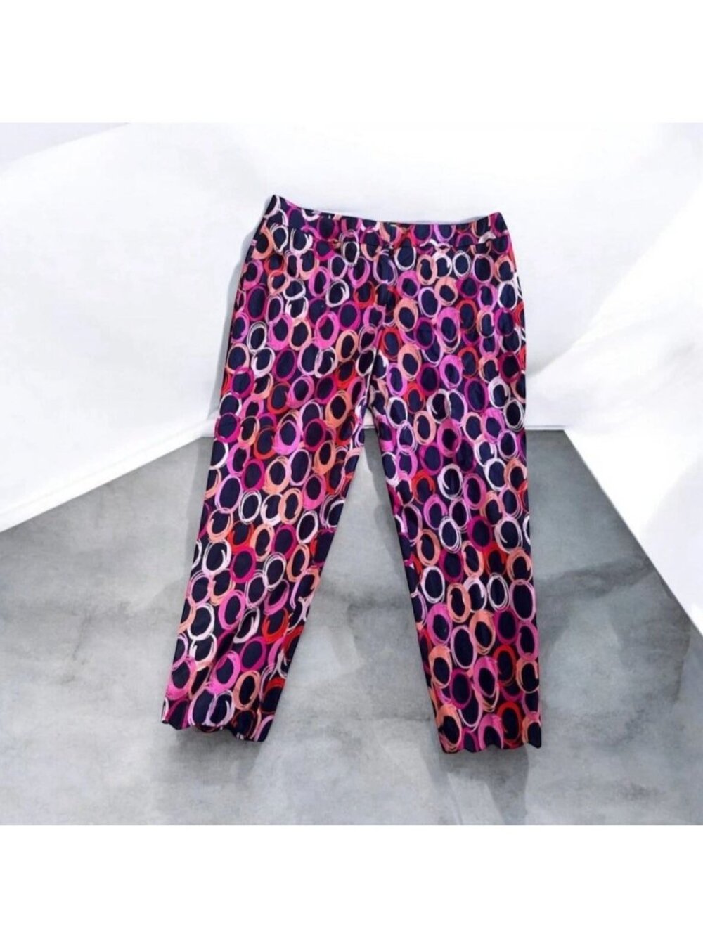 PAPPAGALLO Multicolor Pink Navy Capri Pants Size 12